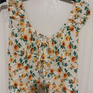 Floral Print Top with Yellow Flowers
